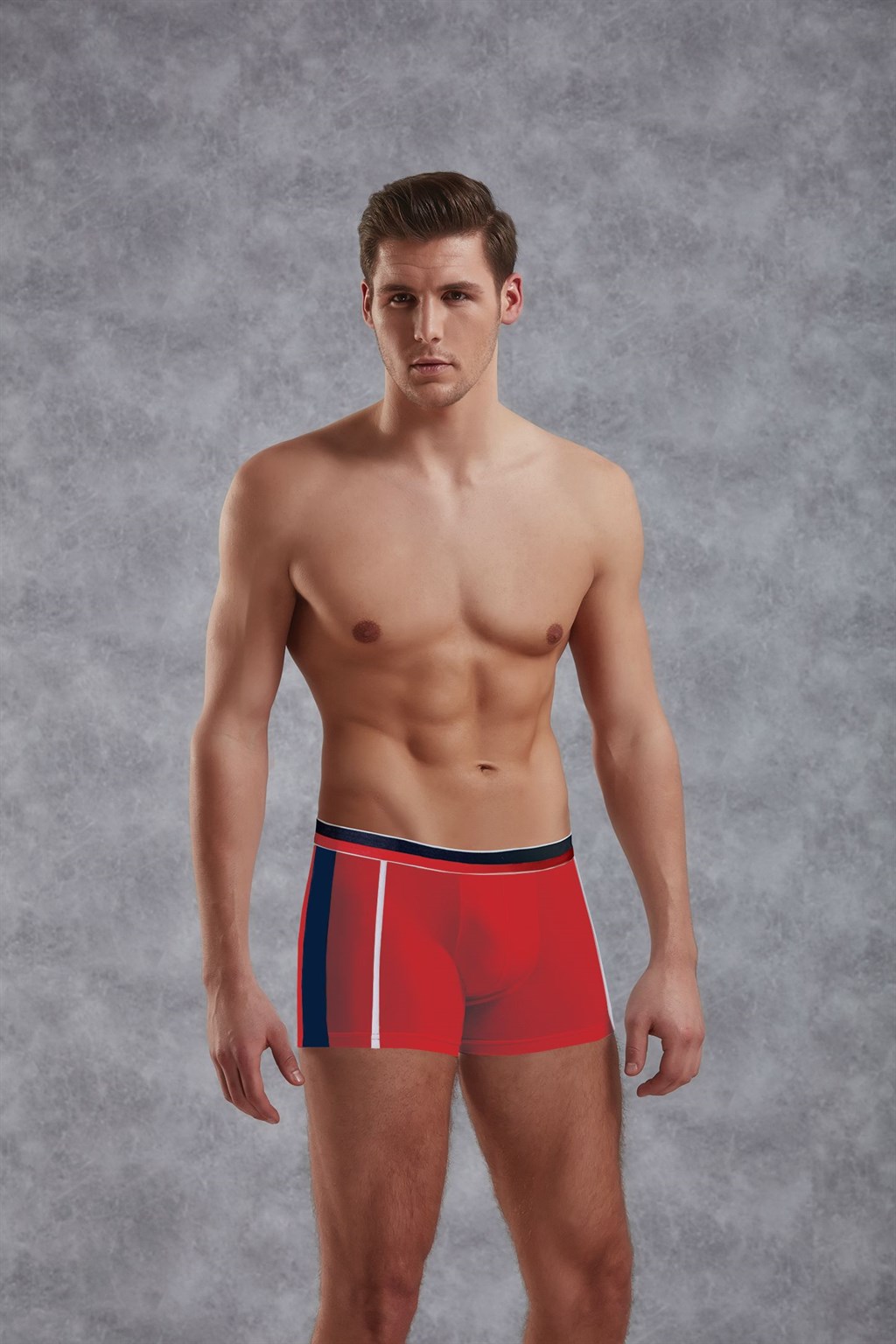 بوكسر رجالي رياضي من Doreanse بخط جانبي، موديل 1713، باللون الأحمر.