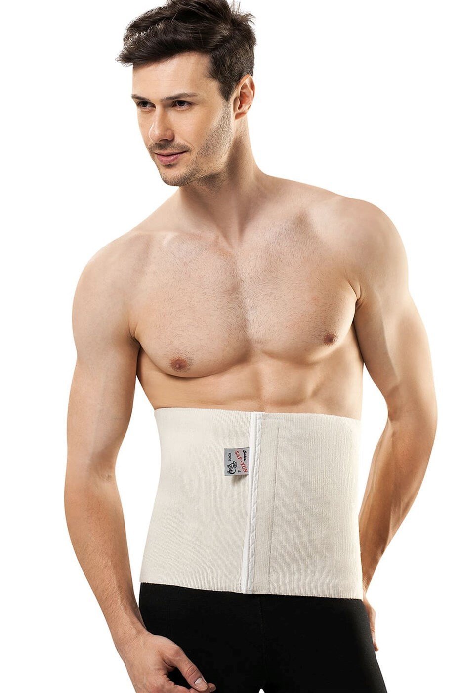 كورسيه خصر رجالي صوفي سميك بخصائص نظافة فائقة، مع إغلاق فيلكرو (لاصق).