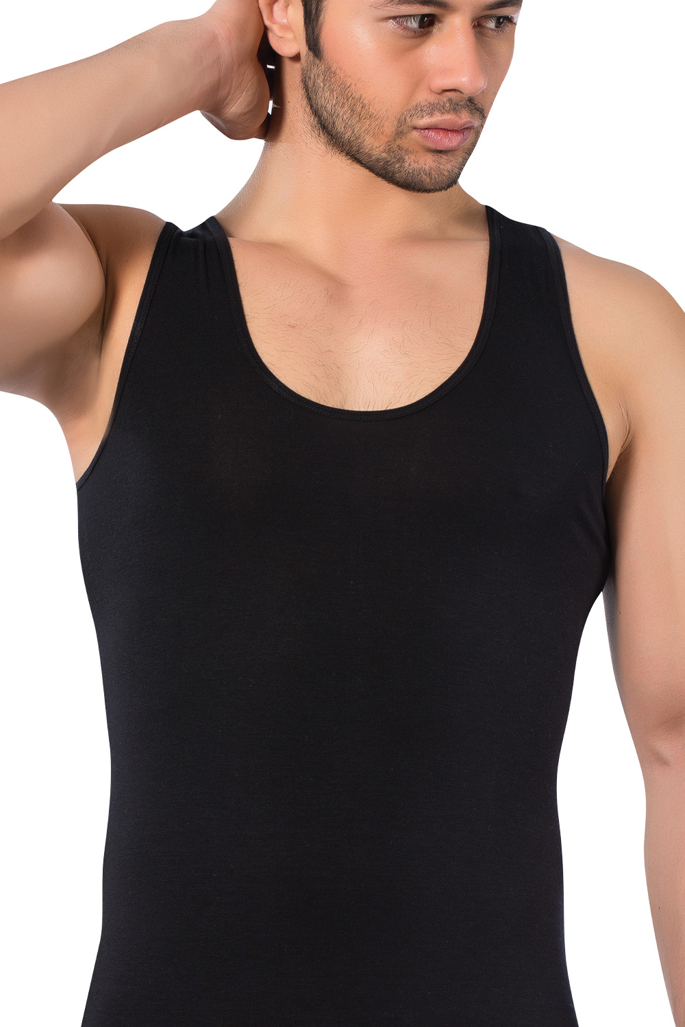 Lux Drm فانيلة (سِنغلت) رجالية من البامبو والليكرا – موديل 3900 – لون أسود.