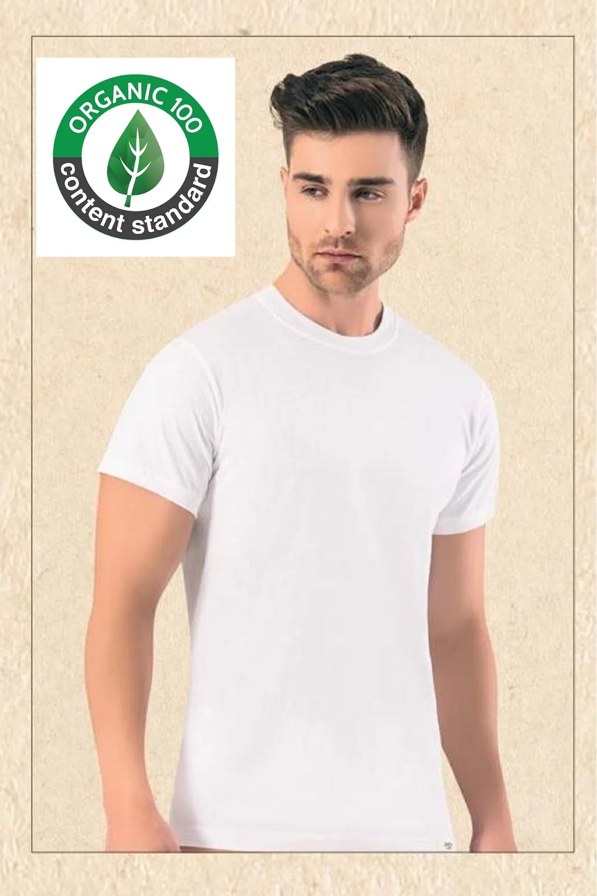 Omera، فانيلة داخلية رجالية 2002، برقبة دائرية، مصنوعة من قطن عضوي 100%