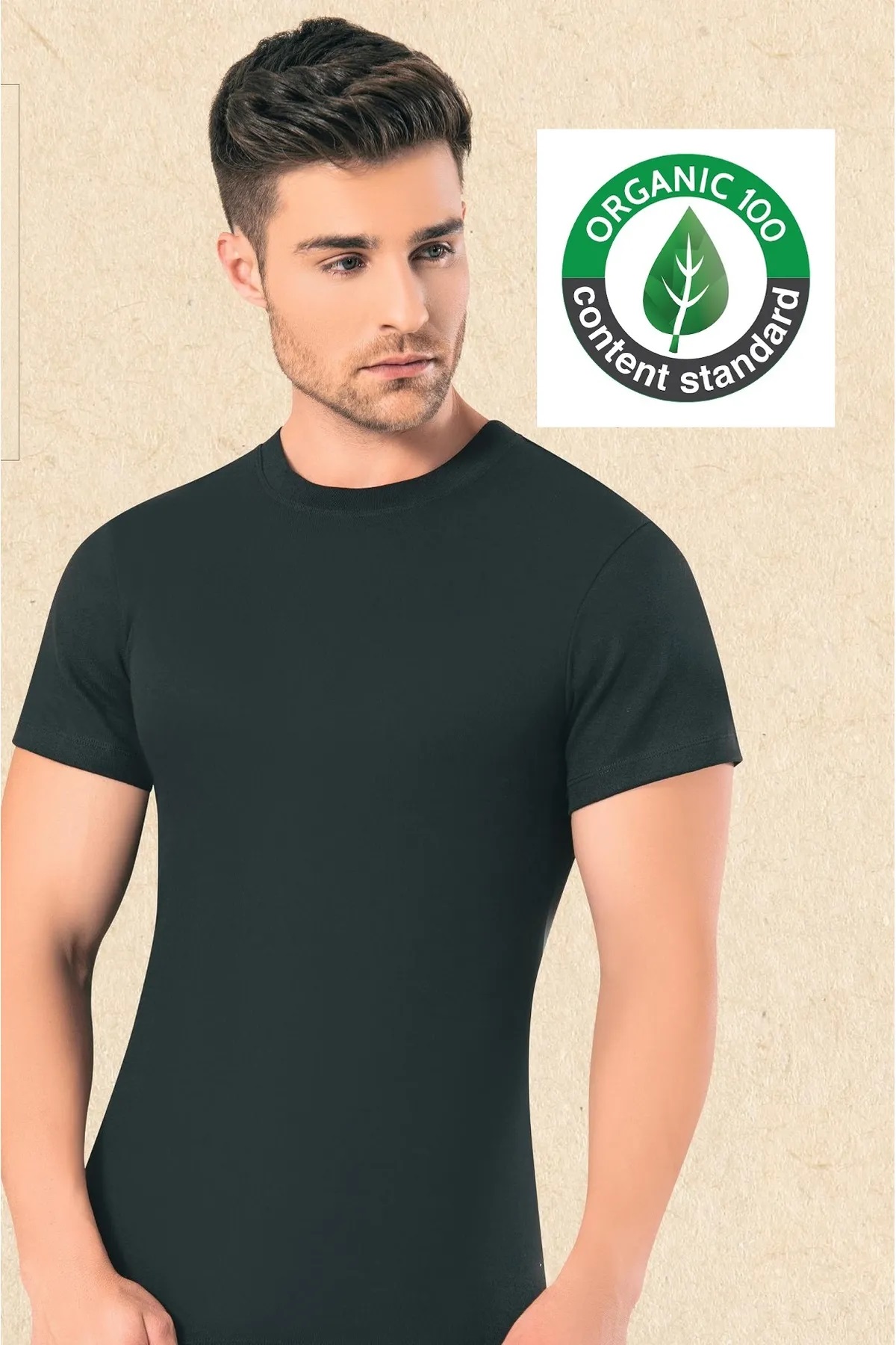 Omera، فانيلة داخلية وتيشيرت رجالي 2007، برقبة دائرية، مصنوعة من قطن عضوي مضلّع (Rib) 100%