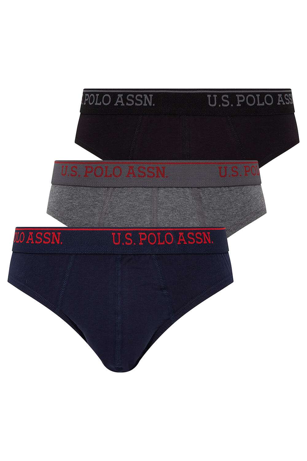 U.S. Polo Assn. 80436، طقم سراويل داخلية رجالي (3 قطع)، مصنوع من القطن والليكرا، بالألوان الأسود والأنثراسيت والكحلي.