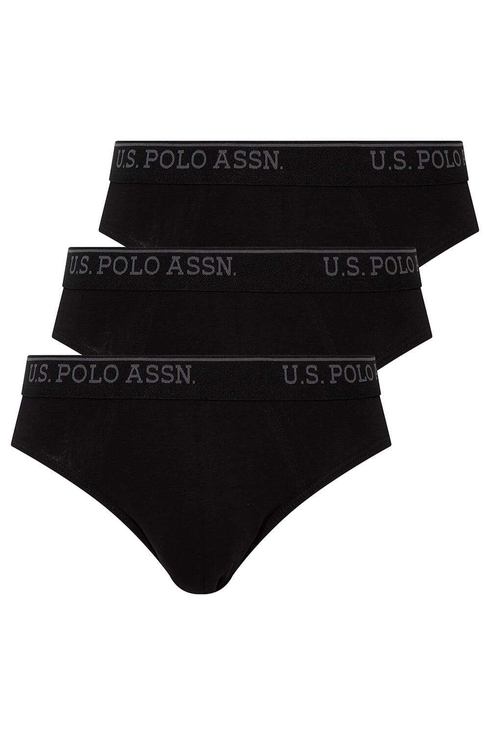 U.S. Polo Assn. 83057، طقم سراويل داخلية رجالي (3 قطع)، مصنوع من القطن والليكرا، باللون الأسود.