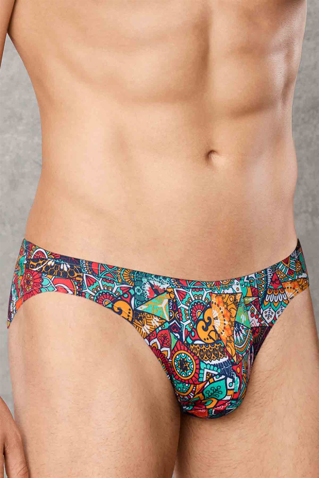 Doreanse سليب رجالي من المودال بطباعة Patchwork (نقشة رقع)، موديل 1217، متعدد الألوان.