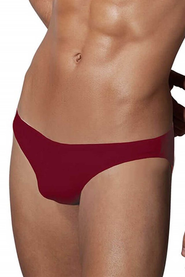 Doreanse سليب رجالي من المودال بحزام خصر نحيف، بلون سادة، موديل 1281، لون عنّابي (Bordeaux).