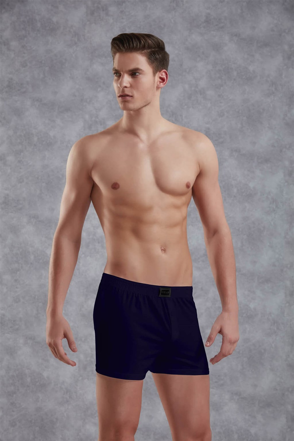 Doreanse بوكسر رجالي قطني بمقاسات كبيرة مع أزرار وساق عادية، تصميم كلاسيك – موديل 1511P – أزرق كحلي