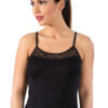 Bamboo Lycra Thin Straps Lace Collar Womens Singlet 3610 black