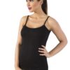 Lux Drm 100 Cotton Rib Weave Thin Strap Womens Singlet 050 black