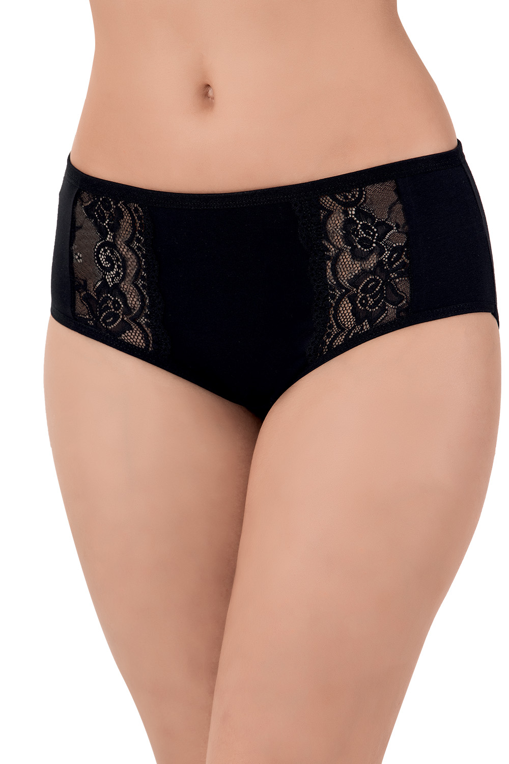Lux Drm Cotton Lycra Wide Hips Women Lace Panties 2500 Black 5 Pack