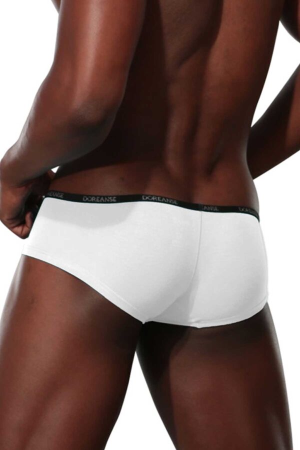Doreanse Trendy Soft Cotton Low Rise Hipster Trunks Male Underwear 1781 White back