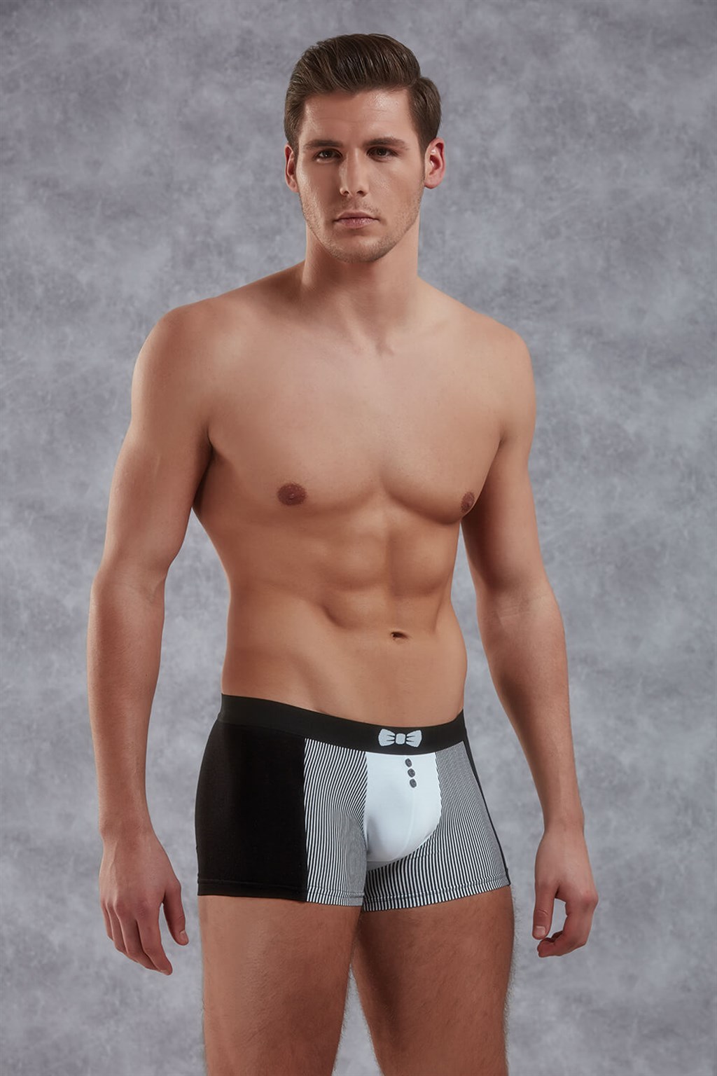 doreanse mens modal printed bowtie patterned regular leg boxer 1855 imprime collection black 1