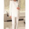 Lacy 4 Season Breastfeeding Compartment Pregnant and Postpartum Pajamas Set Ecru