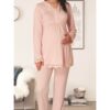 Lacy 4 Season Breastfeeding Compartment Pregnant and Postpartum Pajamas Set Powder