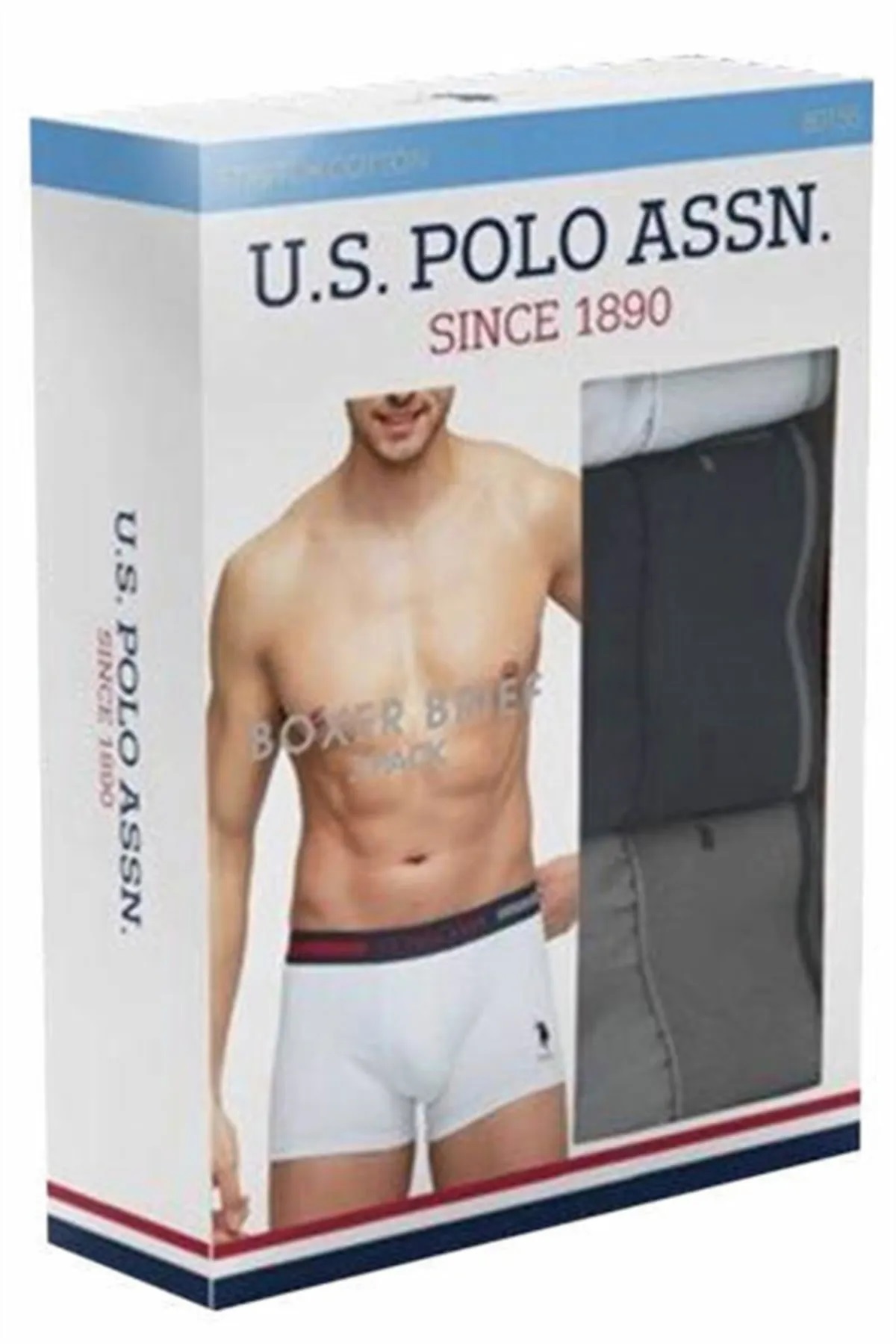U.S. Polo Assn. 3 Pack Mens Boxer Set Cotton Licra 80155 packaging
