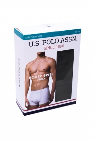 U.S. Polo Assn. 3 Pack Mens Boxer Set Cotton Modal Licra 80173 Black packaging