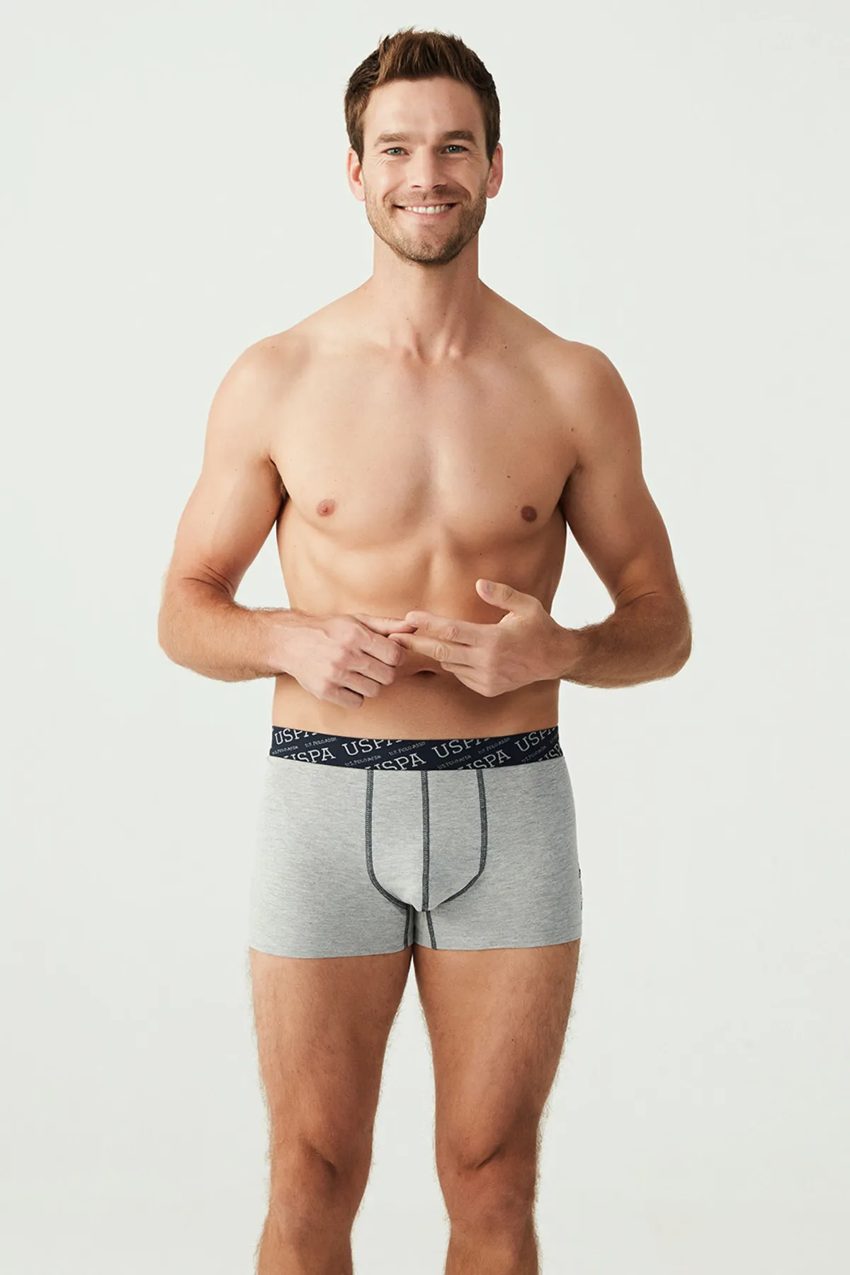 U.S. Polo Assn. 80336 3 Pack Cotton Lycra Mens Boxer Set Navy Blue Red Grey grey