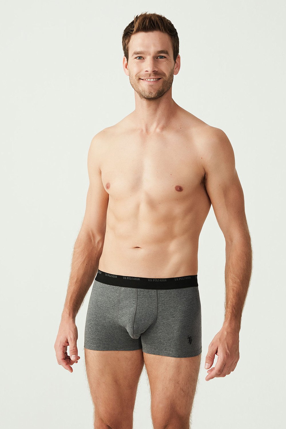 U.S. Polo Assn. 80338 3 Pack Cotton Lycra Mens Boxer Set Anthracite Black Grey 1