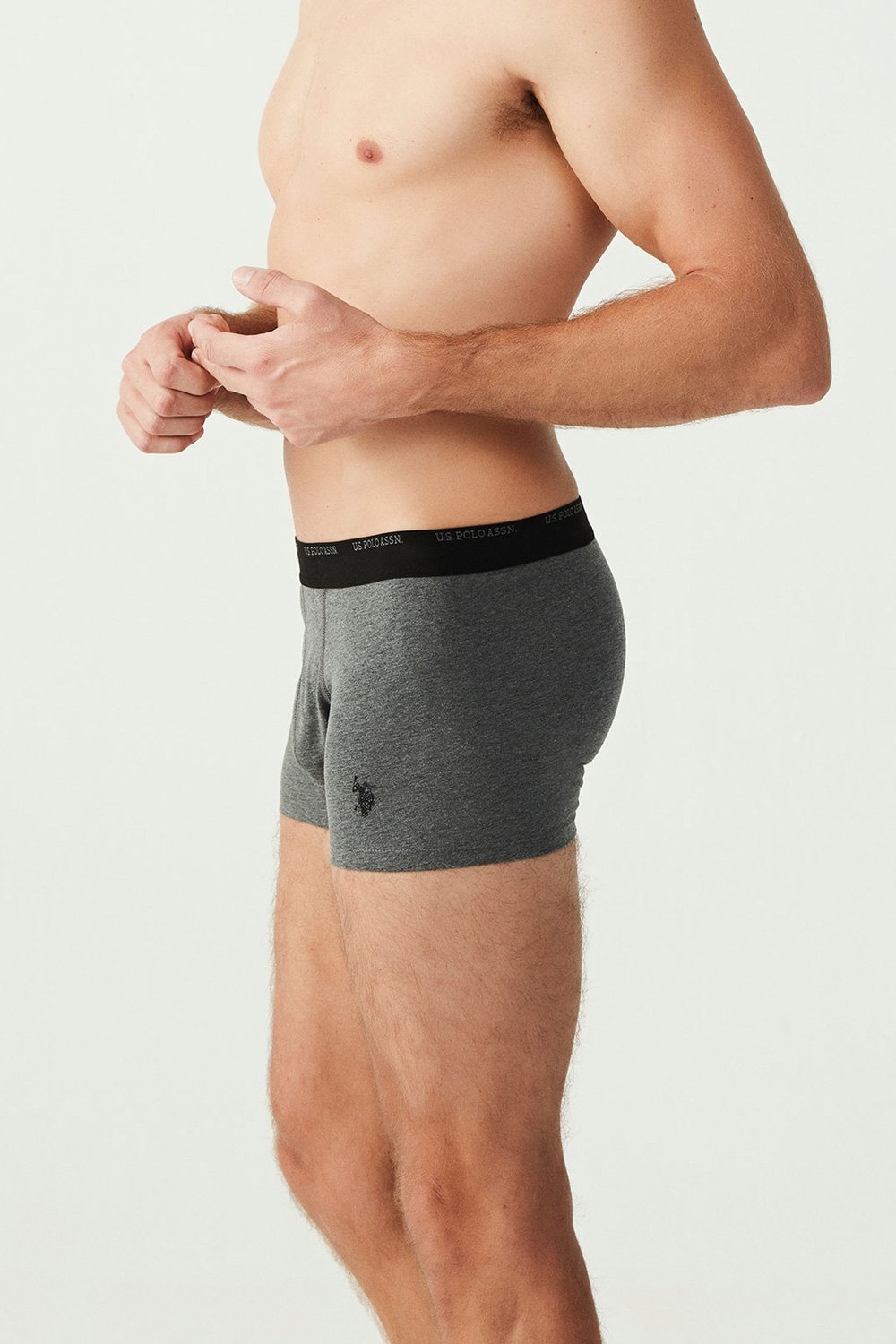 U.S. Polo Assn. 80338 3 Pack Cotton Lycra Mens Boxer Set Anthracite Black Grey 2