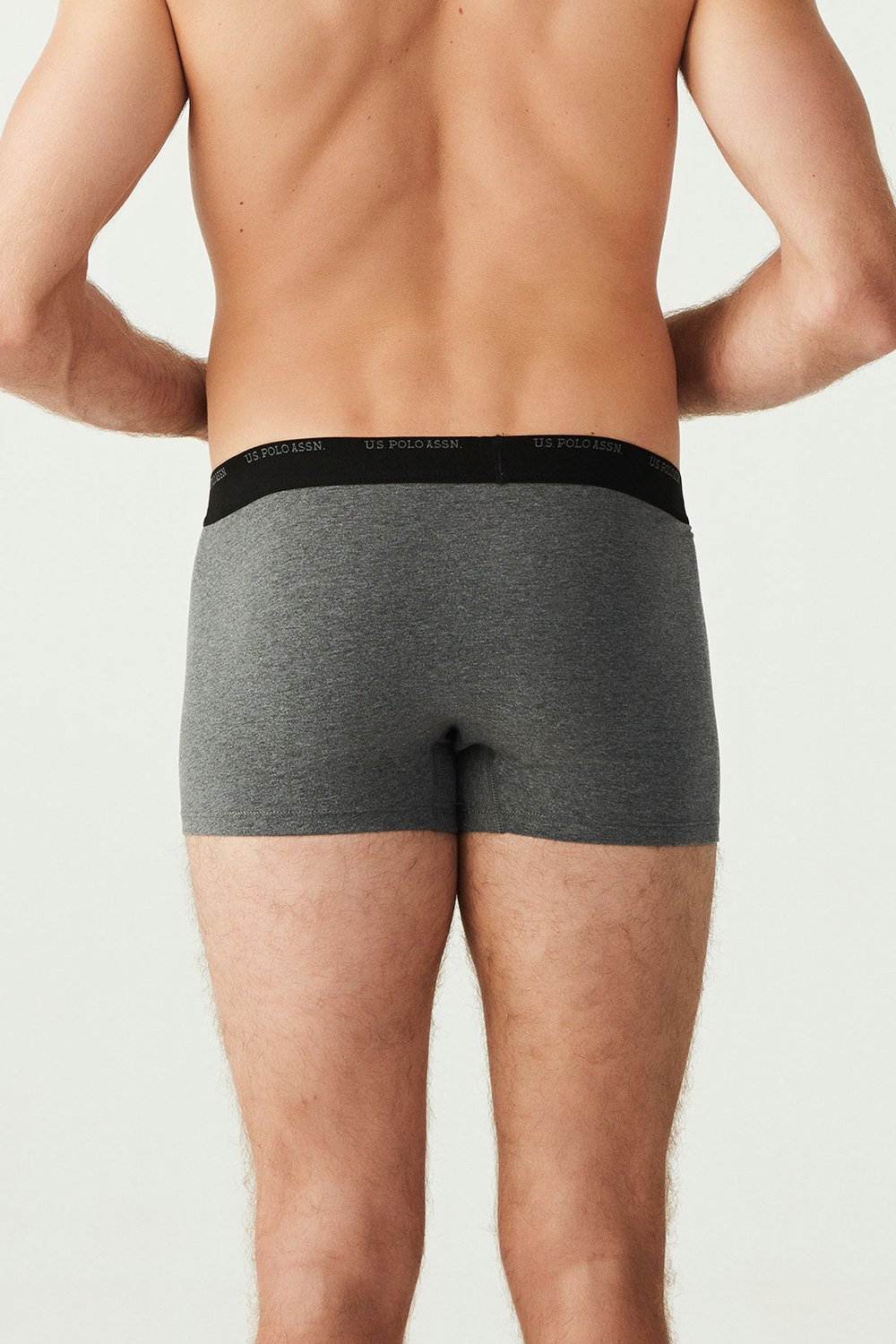 U.S. Polo Assn. 80338 3 Pack Cotton Lycra Mens Boxer Set Anthracite Black Grey 3