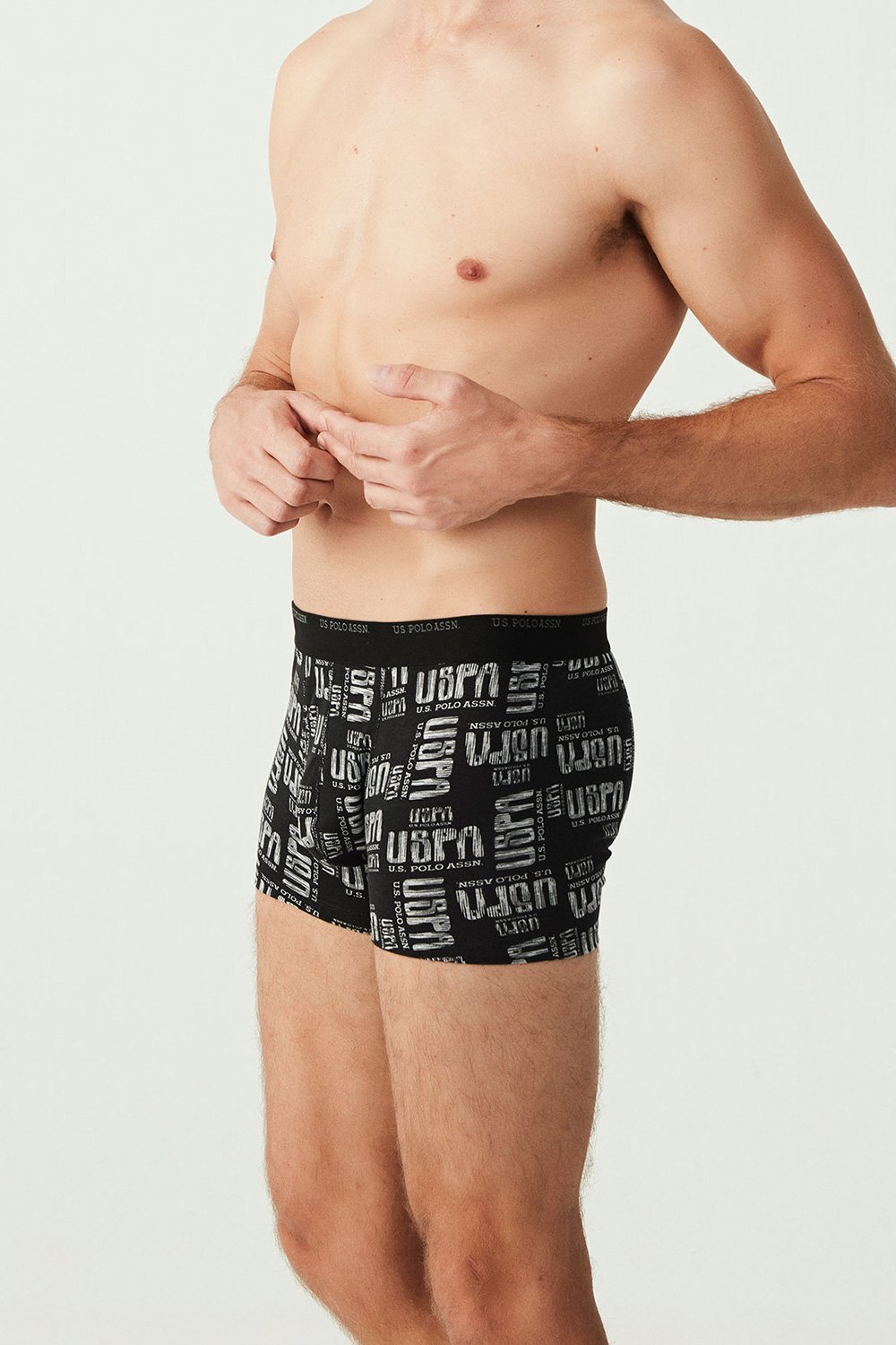 U.S. Polo Assn. 80338 3 Pack Cotton Lycra Mens Boxer Set Anthracite Black Grey 5
