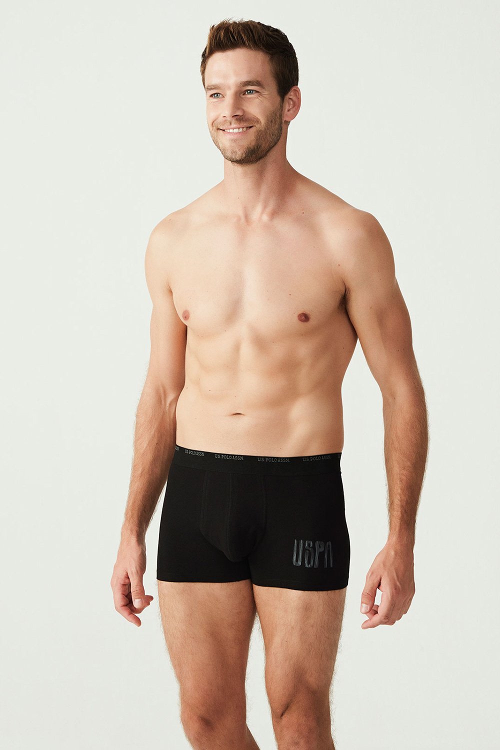 U.S. Polo Assn. 80338 3 Pack Cotton Lycra Mens Boxer Set Anthracite Black Grey 7