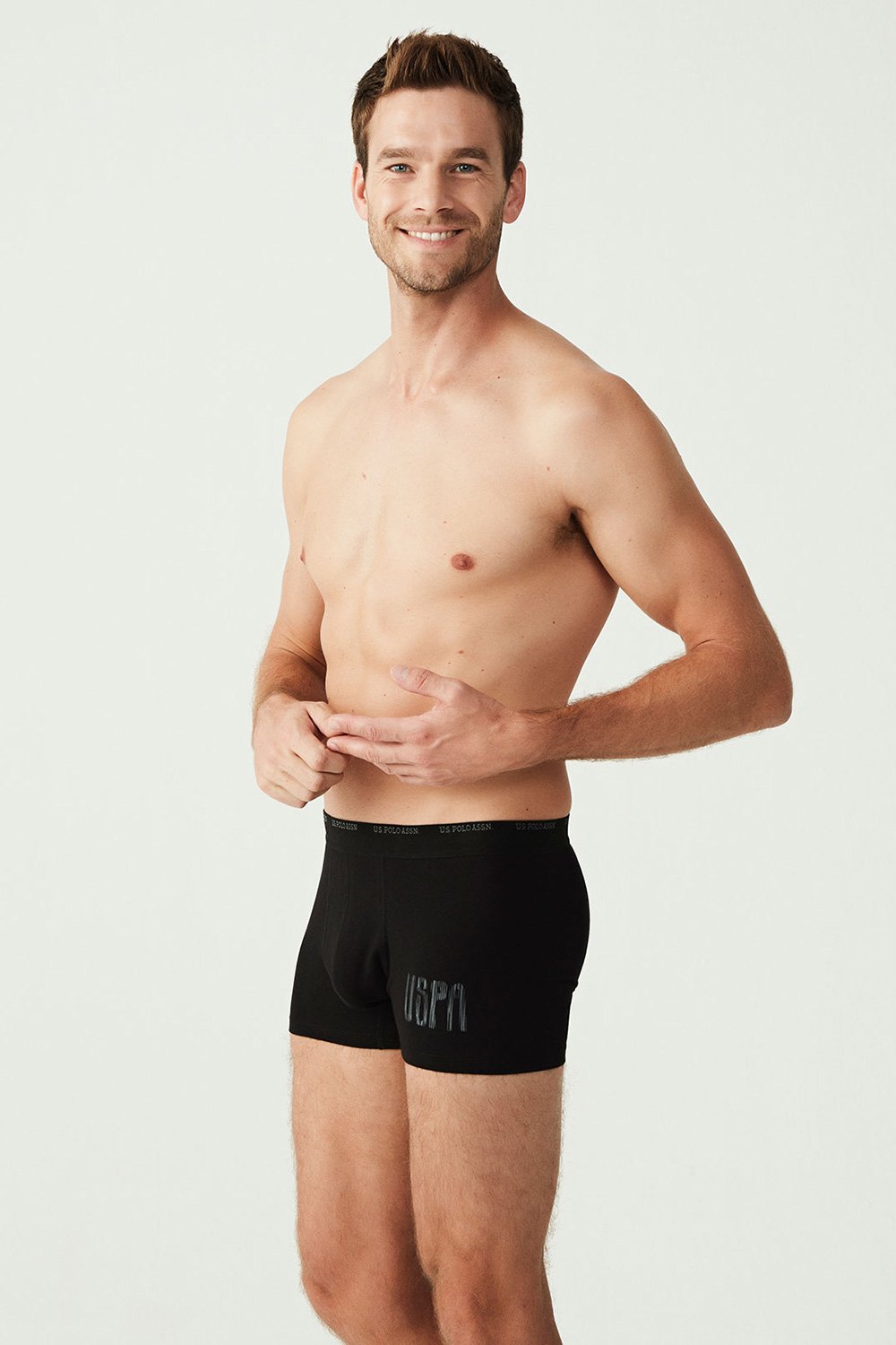 U.S. Polo Assn. 80338 3 Pack Cotton Lycra Mens Boxer Set Anthracite Black Grey 8
