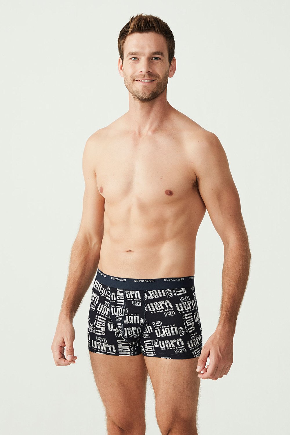 U.S. Polo Assn. 80338 3 Pack Cotton Lycra Mens Boxer Set Navy Blue Navy Blue Melange 2