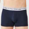 U.S. Polo Assn. 80431 3 Pack Cotton Lycra Mens Boxer Set Red Grey Navy Blue navy blue