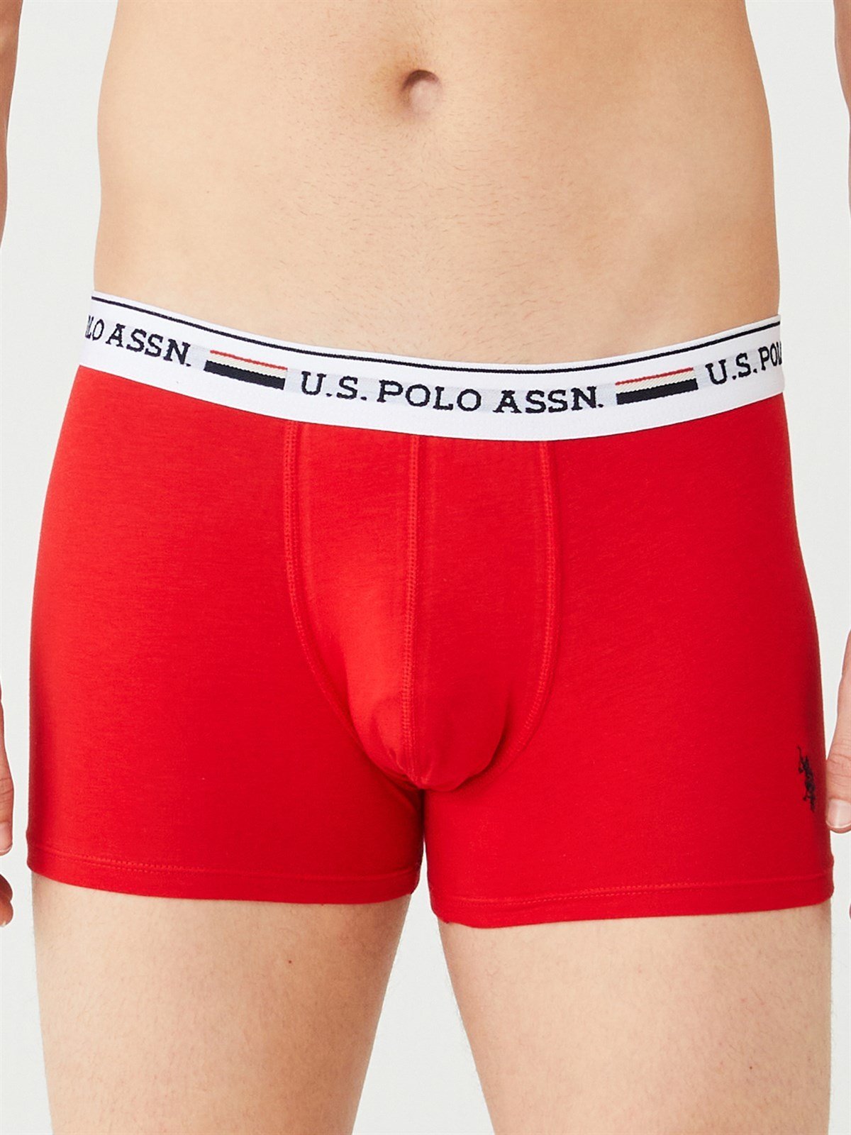 U.S. Polo Assn. 80431 3 Pack Cotton Lycra Mens Boxer Set Red Grey Navy Blue red