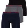 U.S. Polo Assn. 80454 3 Pack Cotton Lycra Mens Boxer Set Black Anthracite Navy Blue