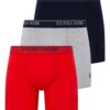 U.S. Polo Assn. 80454 3 Pack Cotton Lycra Mens Boxer Set Red Grey Navy Blue