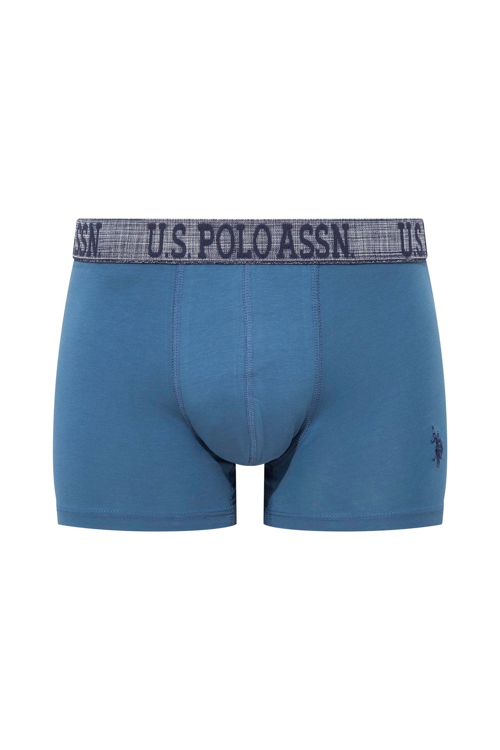 U.S. Polo Assn. 80503 3 Pack Cotton Lycra Mens Boxer Set Indigo Navy Blue indigo scaled