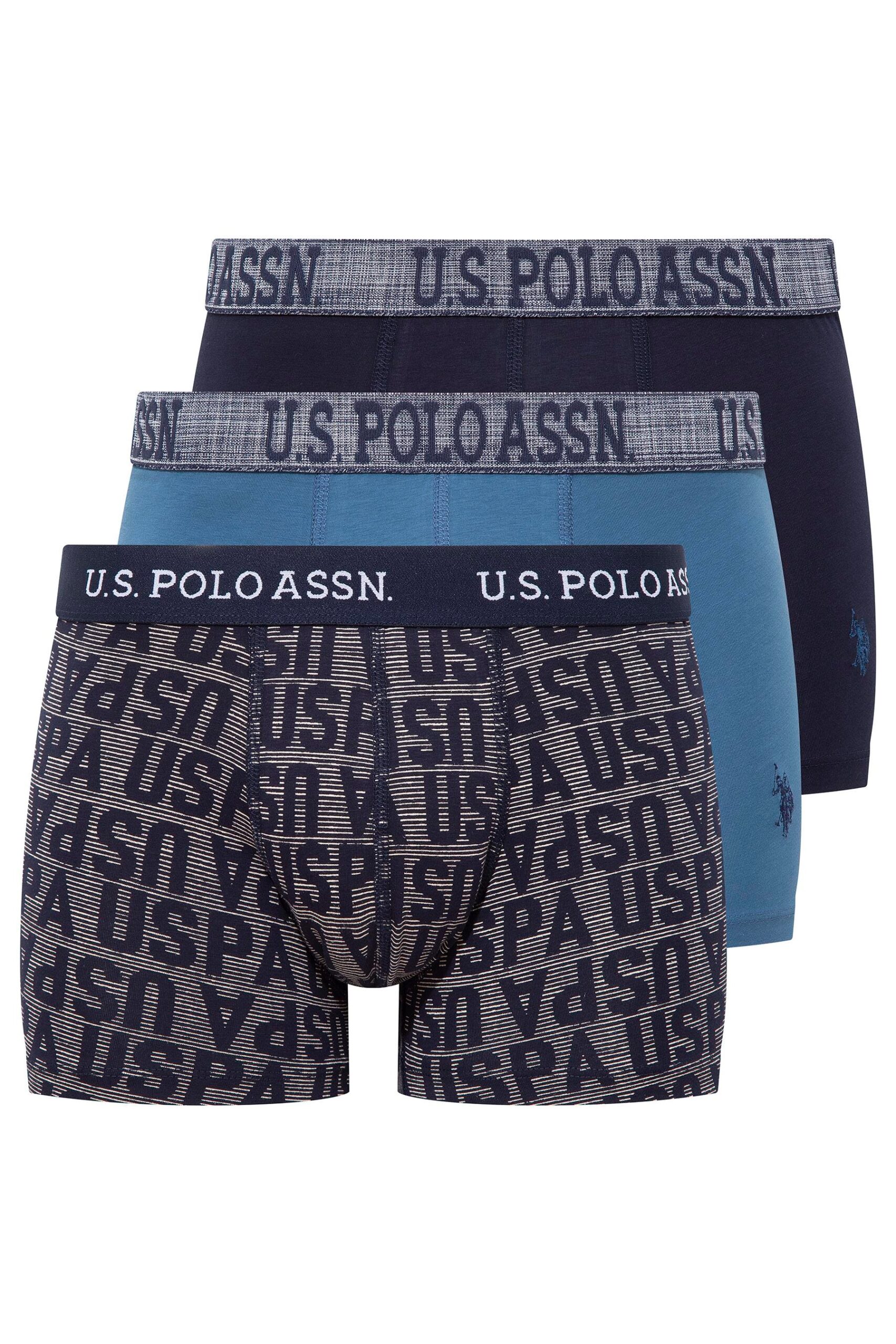 U.S. Polo Assn. 80503 3 Pack Cotton Lycra Mens Boxer Set Indigo Navy Blue scaled