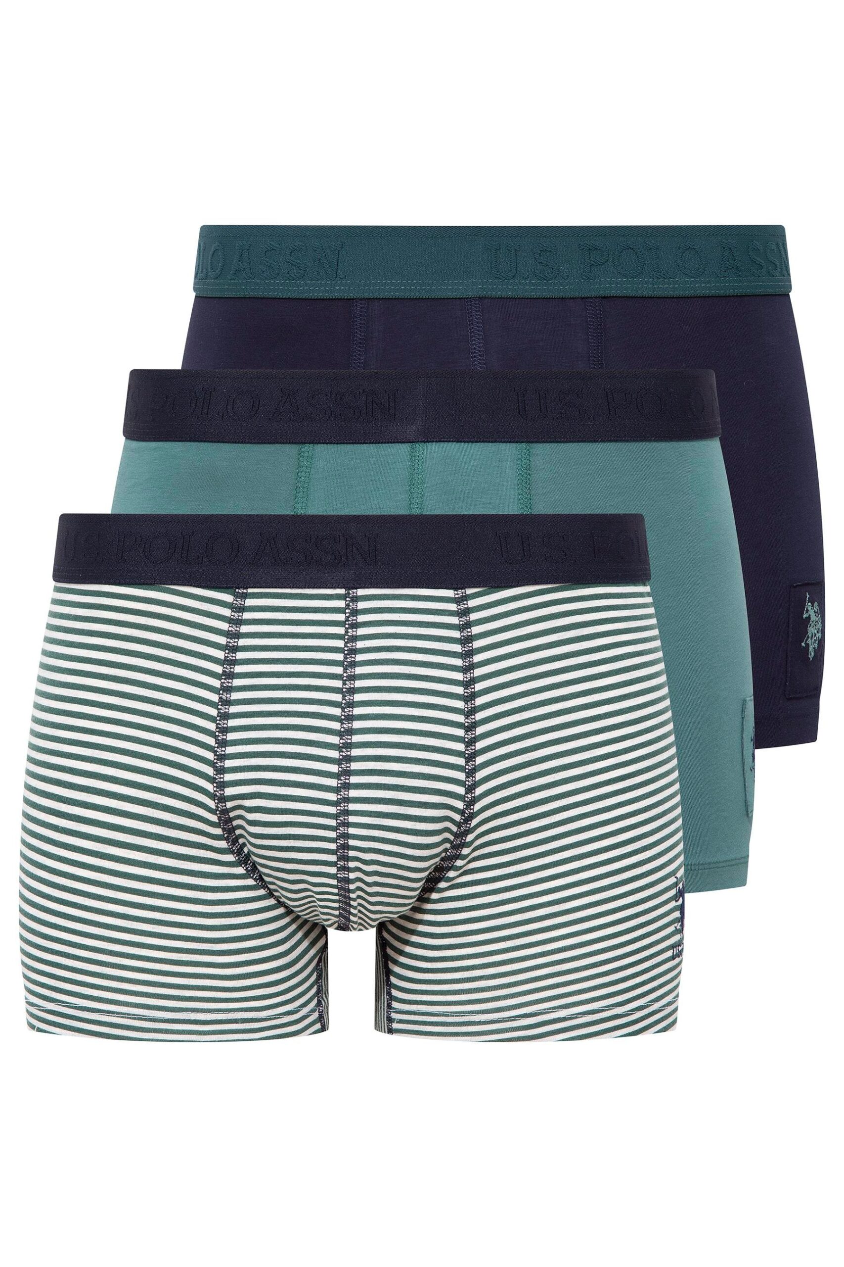 U.S. Polo Assn. 80504 3 Pack Cotton Lycra Mens Boxer Set Navy Blue Green scaled