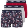 U.S. Polo Assn. 80509 3 Pack Cotton Lycra USPA Printed Mens Boxer Set Grey Burgundy scaled