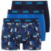 U.S. Polo Assn. 80509 3 Pack Cotton Lycra USPA Printed Mens Boxer Set Navy Blue Sax Blue scaled