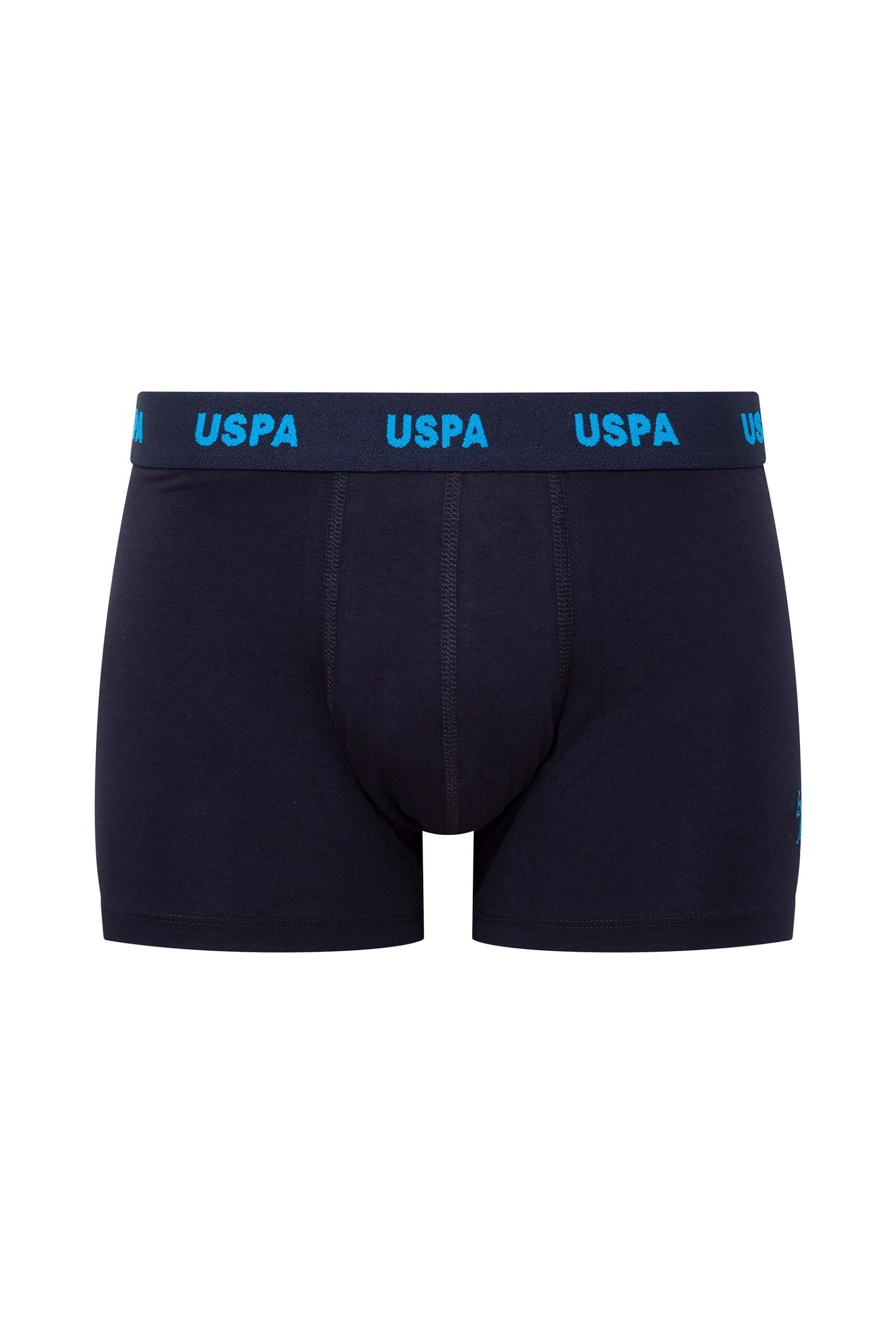 U.S. Polo Assn. 80509 3 Pack Cotton Lycra USPA Printed Mens Boxer Set Navy Blue Sax Blue navy blue scaled