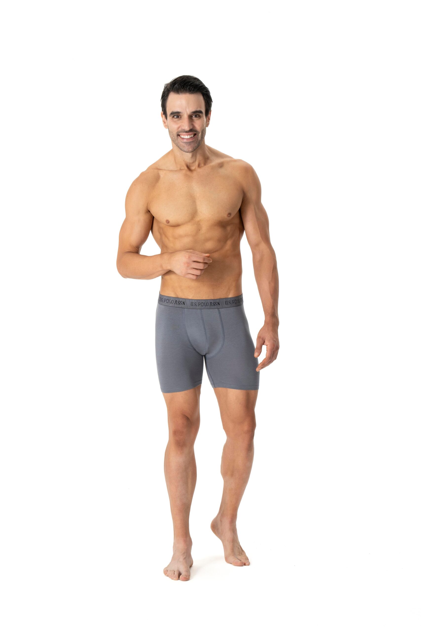 U.S. Polo Assn. 80517 3 Pack Cotton Lycra Long Mens Boxer Set Black Grey Anthracite 7 scaled