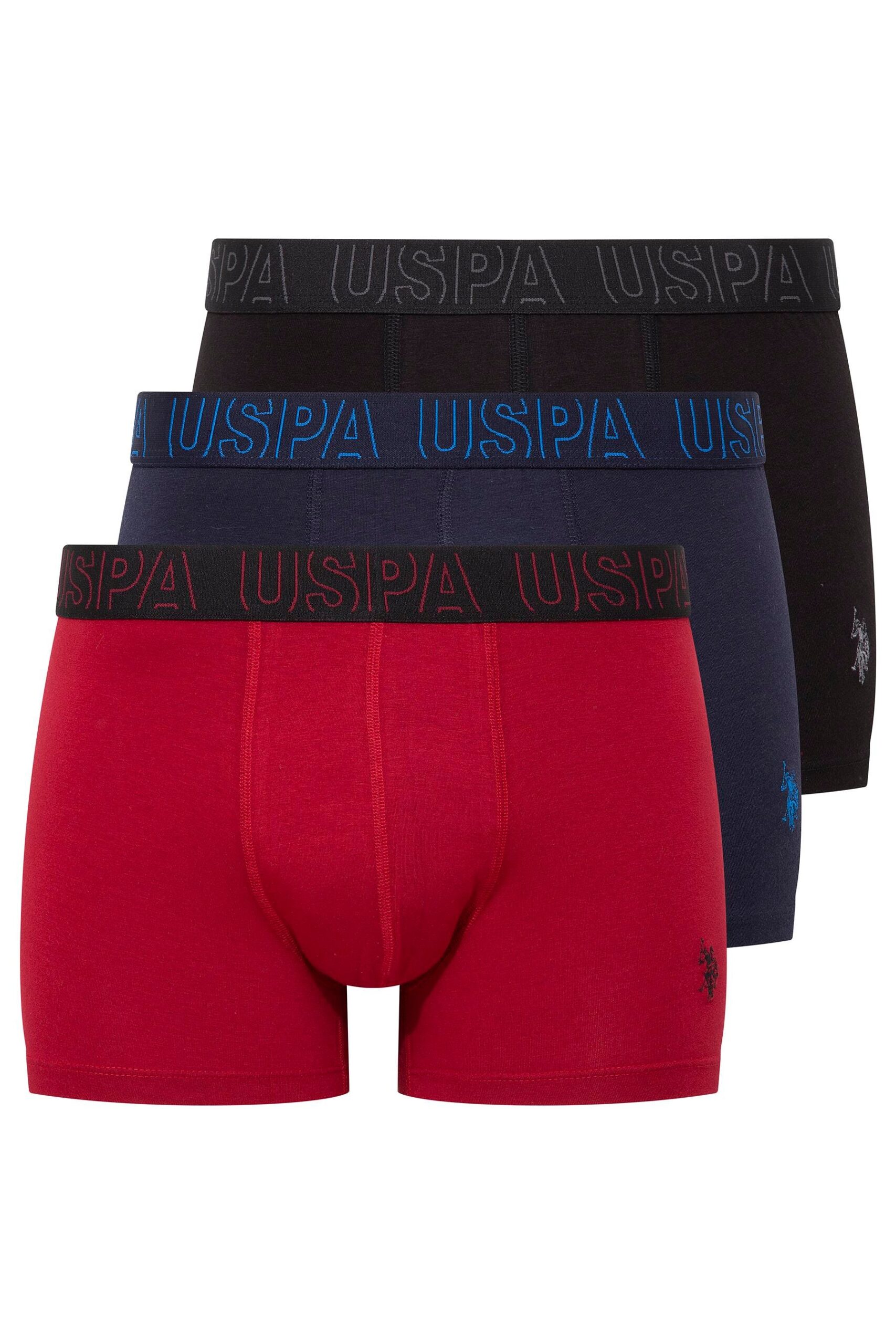 U.S. Polo Assn. 80518 3 Pack Cotton Lycra Mens Boxer Set Burgundy Navy Black scaled