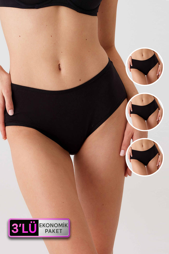 2033 3 Pack High Waist Cotton Womens Basic Slip Panty Set Solid Colors2