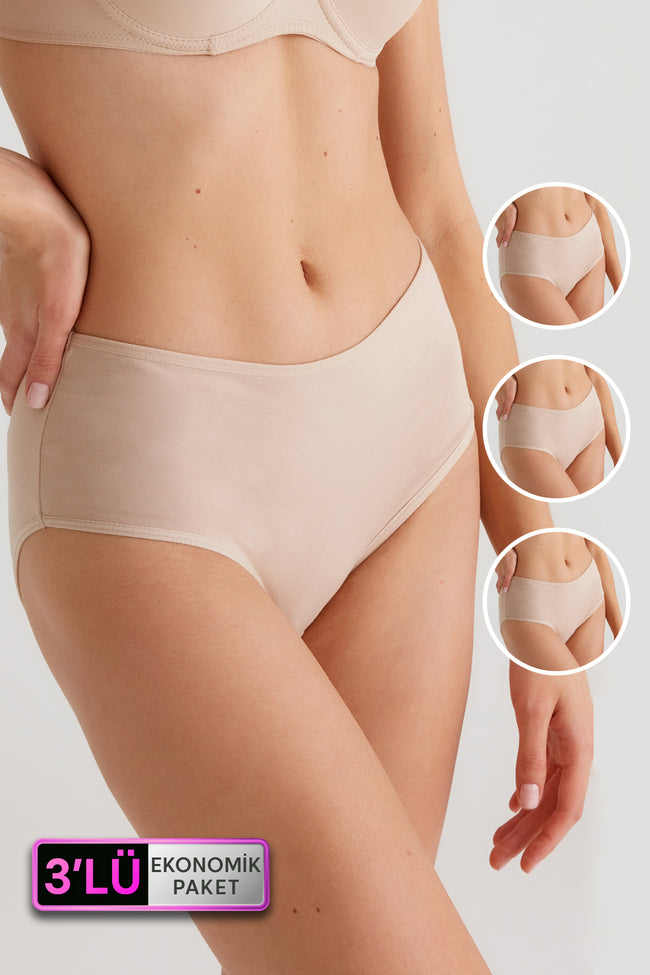 2033 3 Pack High Waist Cotton Womens Basic Slip Panty Set Solid Colors4
