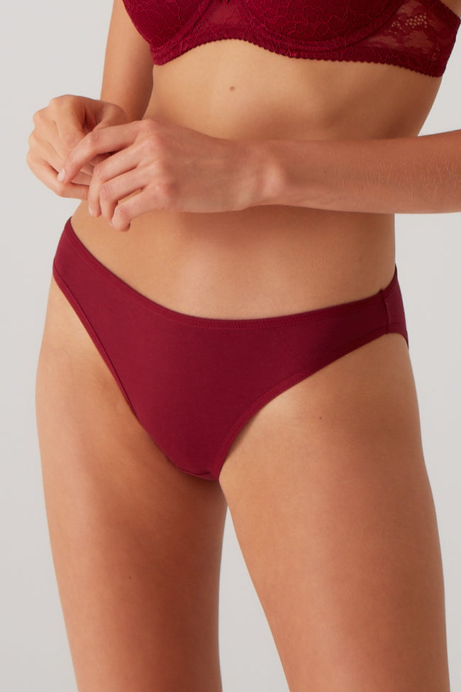Pierre Cardin 2057, 5 Pack, Mid Waist, Cotton, Women’s Basic Brazilian Panty Set, Ecru & Powder Pink & Burgundy & Navy Blue & (Copy)9