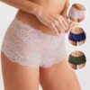 Pierre Cardin 2132, 3 Pack, Lace Trim, Low Waist, Women’s Fantasy Shortie Boxer Panty Set, Black & Ecru & Red2