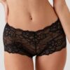 Pierre Cardin 2132, 3 Pack, Lace Trim, Low Waist, Women’s Fantasy Shortie Boxer Panty Set, Black & Ecru & Red3