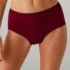 Pierre Cardin 2239, 3 Pack, High Waisted Cotton Bato Panty with Chain Lace Trim, Burgundy & Ecru & Navy Blue5