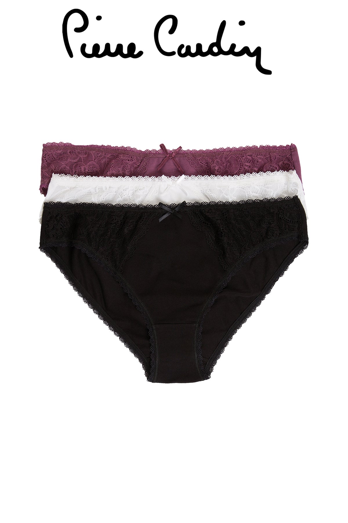 Pierre Cardin 2332, 3 Pack, Cotton Basic Slip Panty with Lace Detail