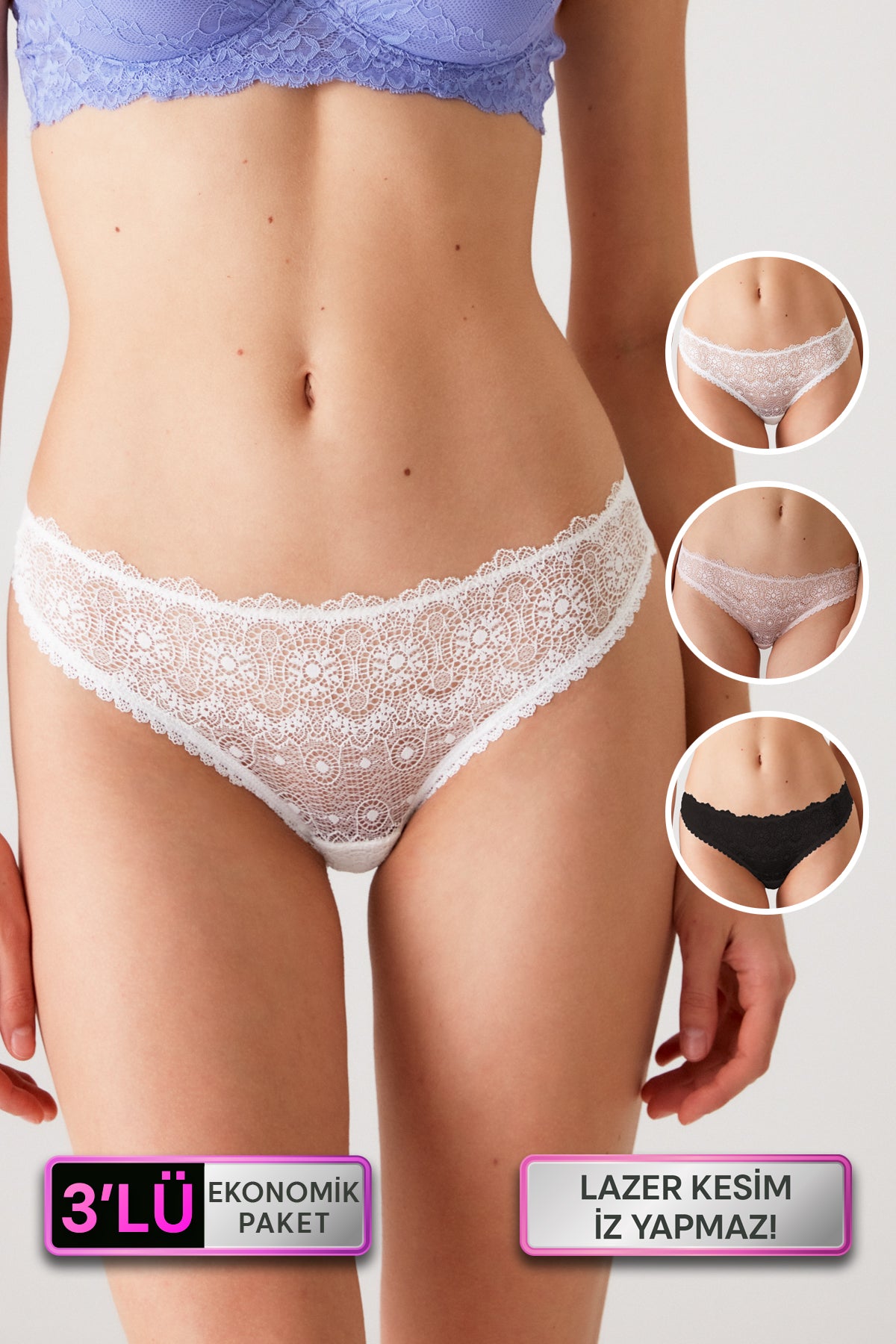 Pierre Cardin 2841, 3 Pack, Seamless Laser Cut Micro String Thong with Cotton Gusset, Powder Pink & Ecru & Black1