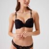 Pierre Cardin 4031 Milan, Underwired Push Up Padded Lace Bra and Panty Set Black1