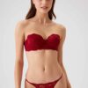 Pierre Cardin 4032 Pisa, Strapless Underwired Push Up Padded Bra and Panty Set Burgundy1