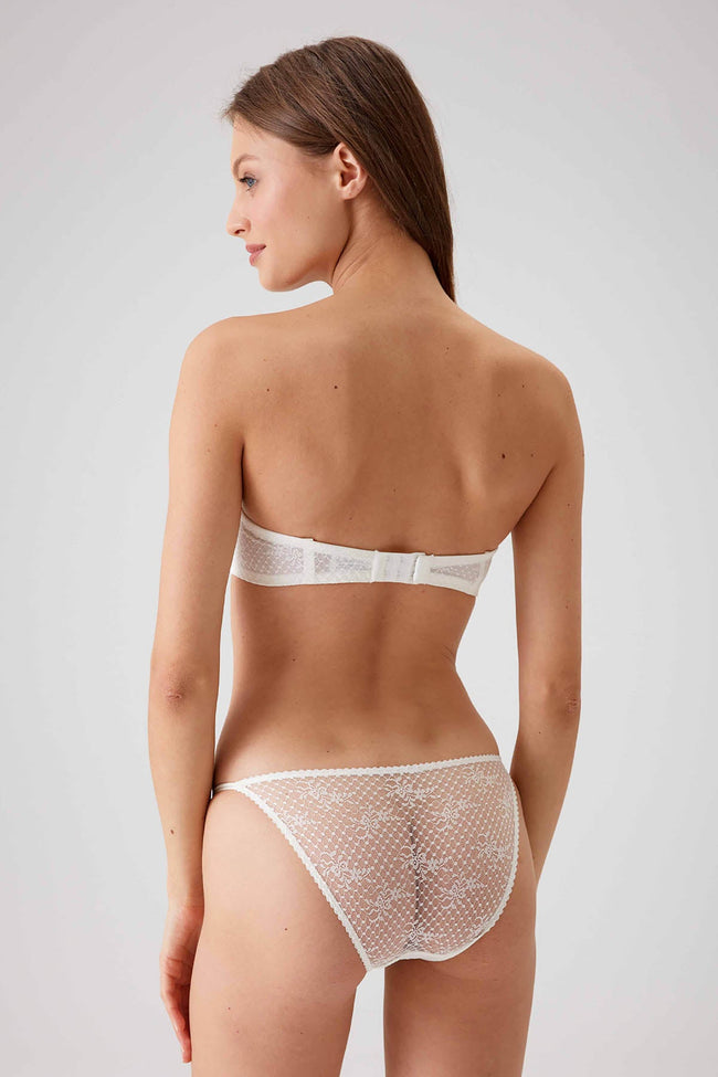 Pierre Cardin 4032 Pisa, Strapless Underwired Push Up Padded Bra and Panty Set Ecru4